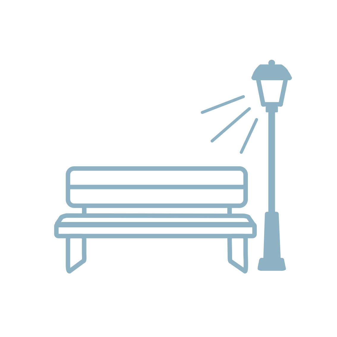 こころのベンチのロゴ(ベンチと街灯)